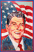 Ronald Reagan portrait at the Jelly Belly Factory Museum in Fairfield California - Stock Image - - E7RR4R