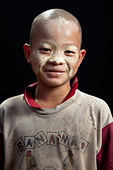 <b>Karen Hill</b> Tribes refugee village boy, Huay Pu Keng, Mae Hong Son, Thailand - C1MYHA